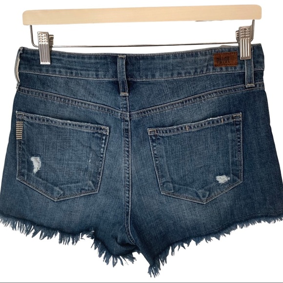 PAIGE Daryn Denim Shorts Izza Destructed Frayed Raw Hem Cut Offs - Picture 6 of 12